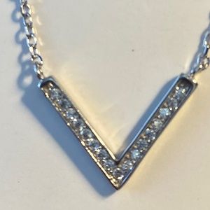 Chevron Sterling Silver Necklace New